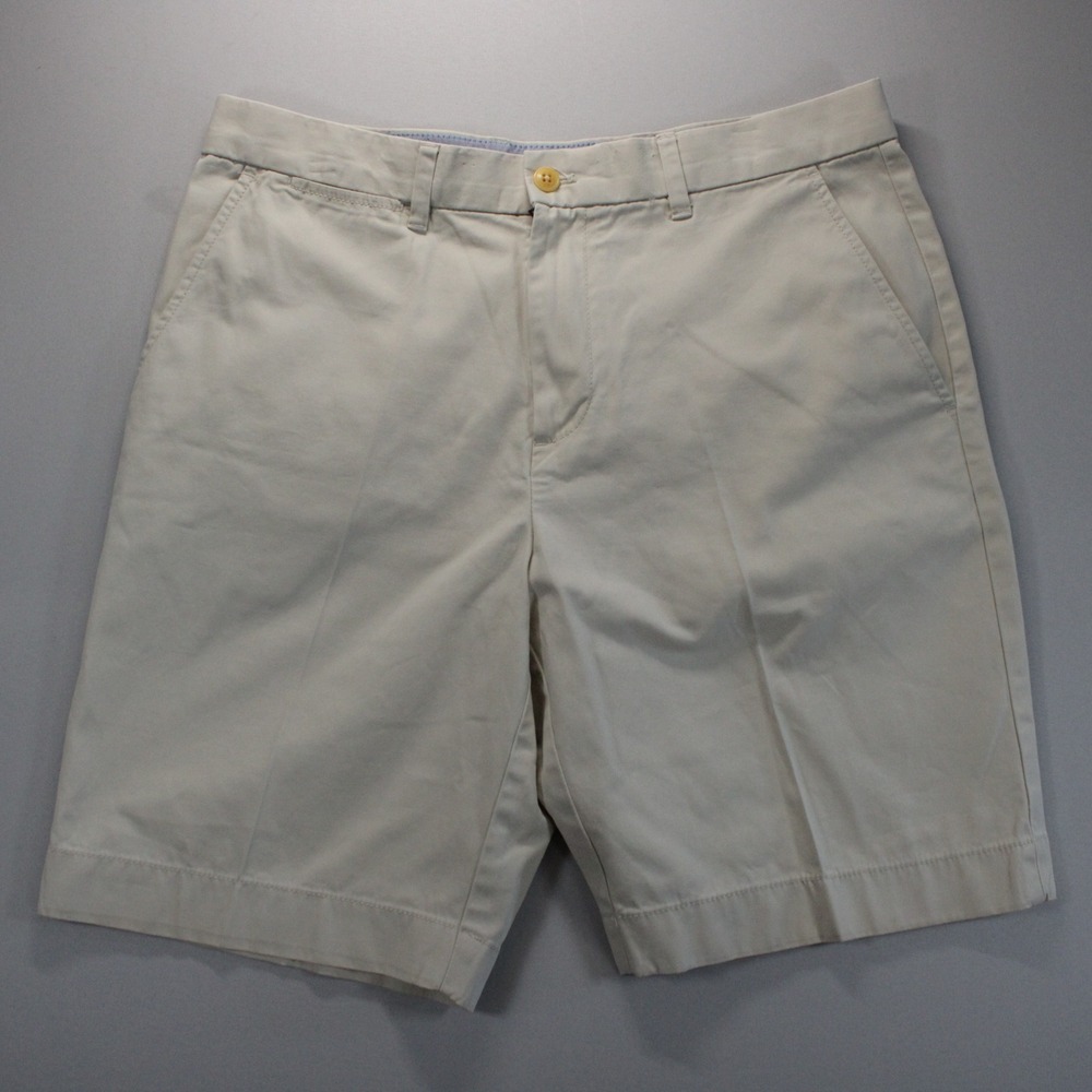 Tommy Hilfiger Mens 34 Khaki Chino Boating Shorts Light Tan Cotton Flat Front
